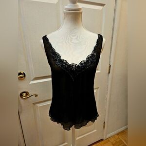 NEW Anthropologie REBECCA TAYLOR 100% Silk Black Beaded Blouse Top 4 S M